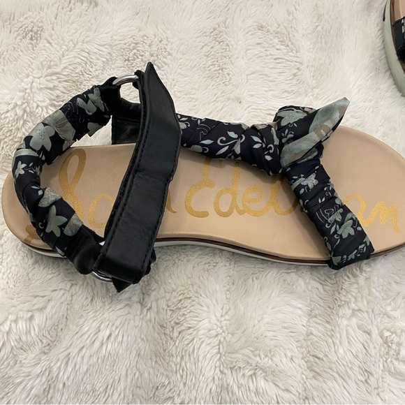 Sam Edelman Ashie Anthropologie Floral Scarf Black Boho Sandals Size 9.5 - Picture 11 of 16